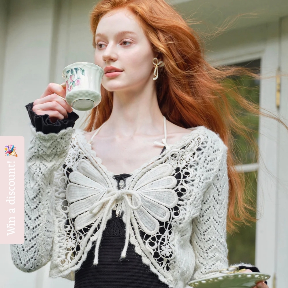 NWT Lacemade Butterfly Knit Cardigan